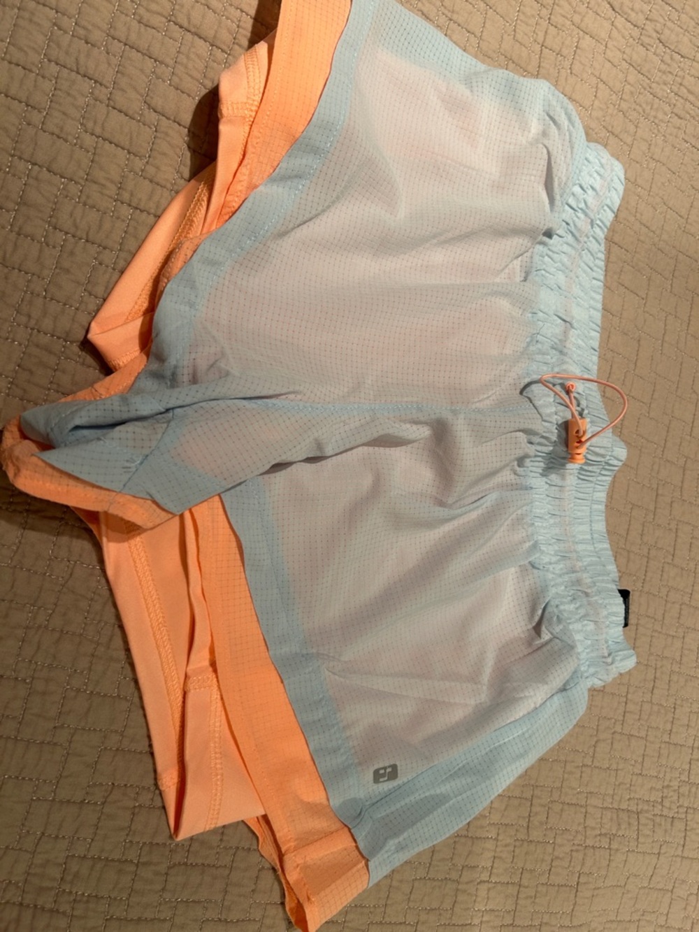 HIND Light Blue and Peach Layered Athletic Shorts
